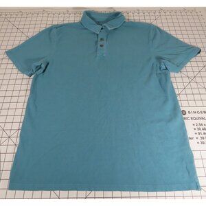 The North Face Men's Short Sleeve Blue/Green Plain Polo Shirt Medium Made India